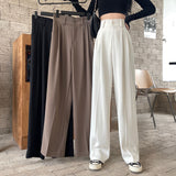 Fashion elegant versatile casual Korean style high waist drape  thin wide-leg trousers