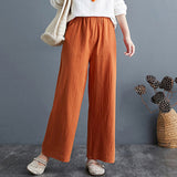 Cotton and Linen Loose Wide-Leg Straight Trousers