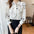 Temperament gentle bow floral long-sleeved chiffon shirt