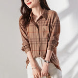 Plaid Collared Buckle Casual Shirt