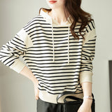 Striped Hooded Long Sleeve Sweater
