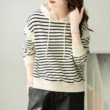 Striped Hooded Long Sleeve Sweater