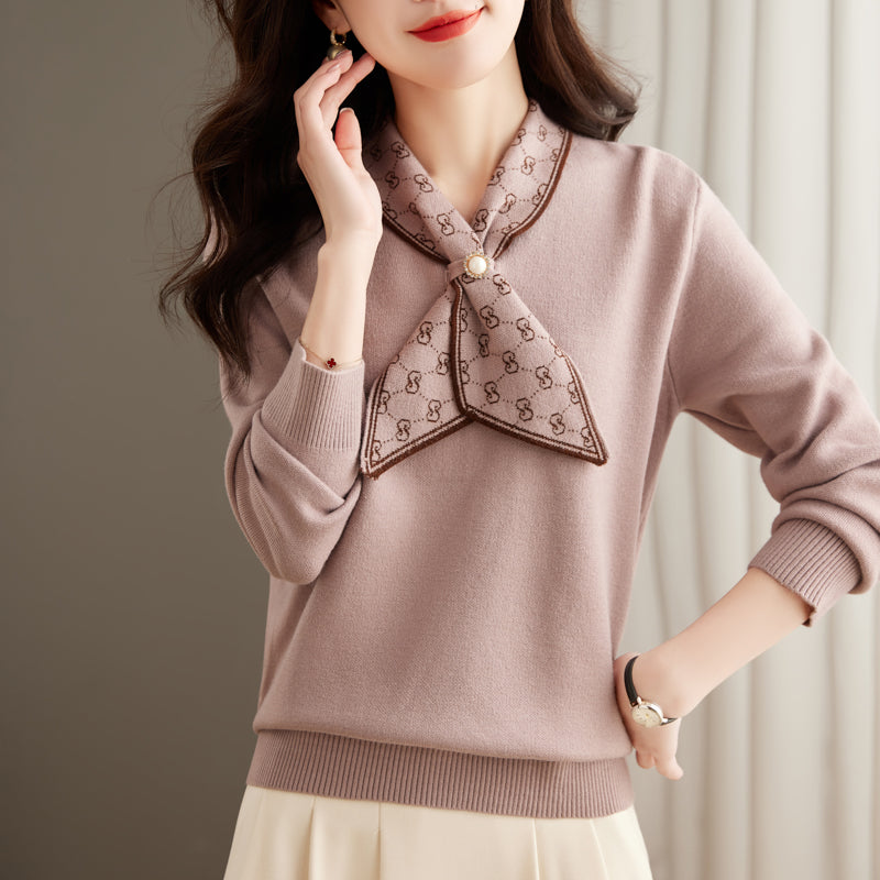 Autumn And Winter Bowknot Sweater Thickened Knit Sweater