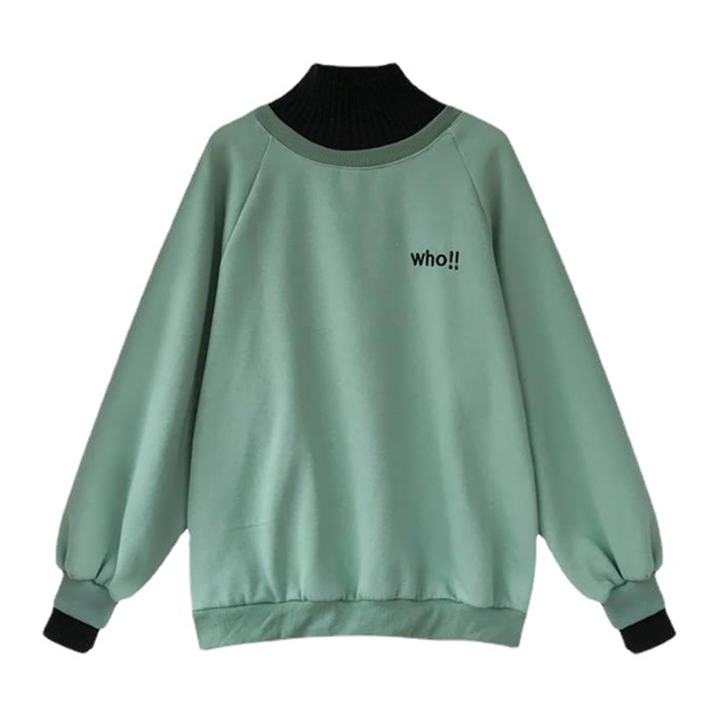 High Neck Fake 2-Piece Casual Sweatshirt