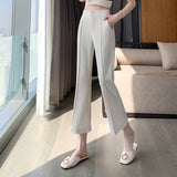 High Waist Slim Flared Suit Pants