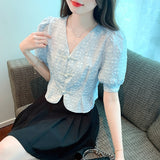 Chinese Style Cheongsam V-neck Shirt with Buckle