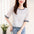 Round Neck Lace Shirt Chiffon Shirt