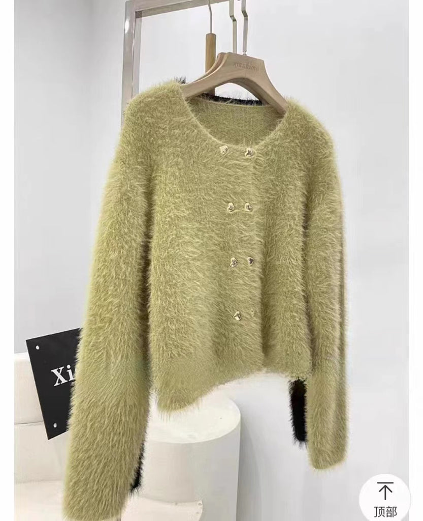 Faux Mink Knit Cardigan Sweater Coat