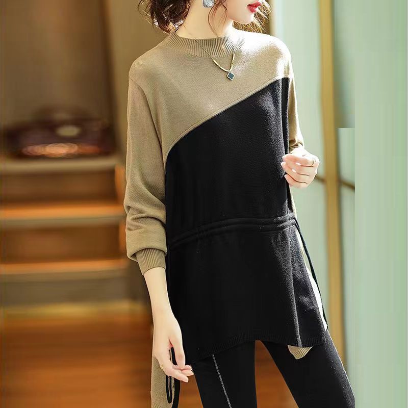 Irregular Colour Clash Mid-Length Sweater