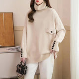 Solid Color Loose Pile Collar Bottoming Sweater