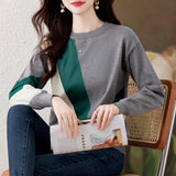 Simple Casual Contrast Color Knitted Sweater