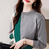 Simple Casual Contrast Color Knitted Sweater