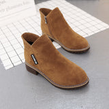 Four-color suede simple and comfortable short low-heeled ankle boots