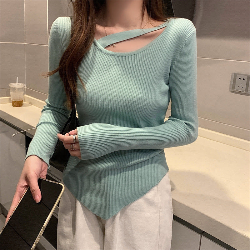 Irregular Long Sleeve Knitted Top