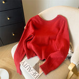 Temperament Starry Pearl Round Neck Sweater