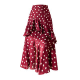 Ruffled Polka Dot Split Skirt