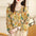 Elegant Abstract Printing Batwing Sleeve Chiffon Shirt