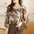 Elegant Abstract Printing Batwing Sleeve Chiffon Shirt