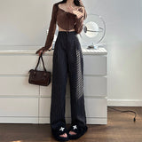Striped Suit High Waist Slimming Drooping Wide-Leg Pants