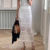 Tassel Hollow Lace Knitted Skirt