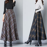 Woolen High Waist All Match Check Skirt