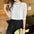 Round Neck Short Sleeve Chiffon Shirt