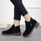 Four-color suede simple and comfortable short low-heeled ankle boots