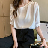 Asymmetric Beaded Solid Color Shirt