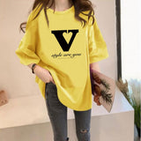 Letter Printed Mid Length Casual T-Shirt