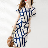 Casual Waist Tight Color Printing Dress