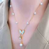 Shell Butterfly Drop Necklace