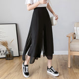 Chiffon Fake Two-piece Solid Color Culottes