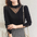 Stand Collar Lace Patchwork Knitting Top