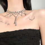 Tassel Long Sparkling Rhinestone Clavicle Necklace