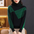 Turtleneck Color Block Pile Collar Knitted Sweater