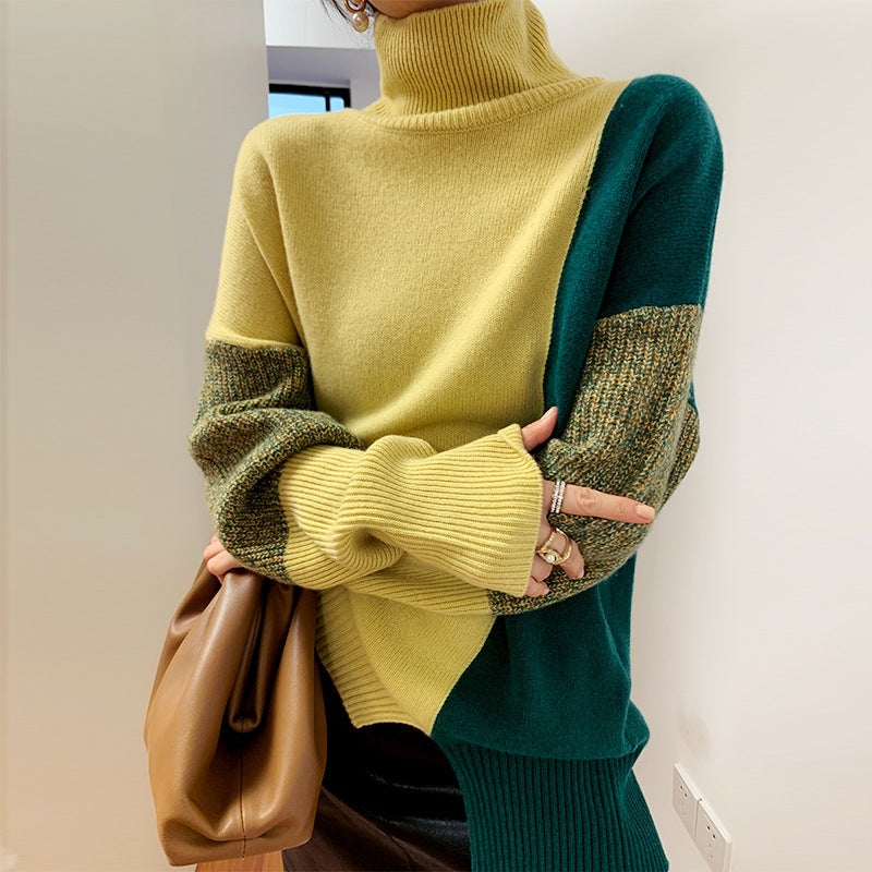 High Neck Colour Clash Sweater