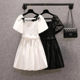 Bowknot Ruffled Square Collar Mini Dress