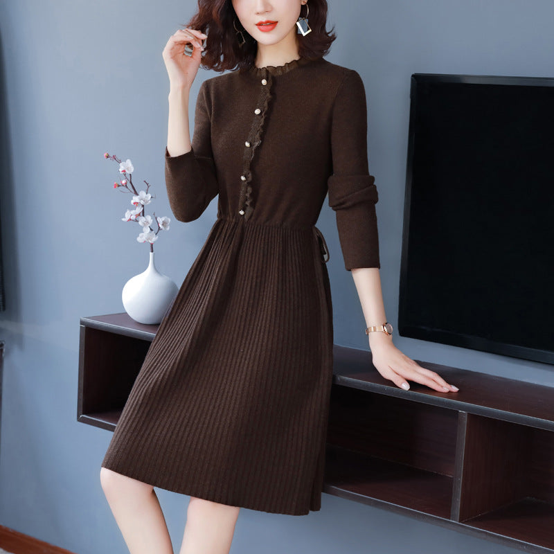 Fashionable western style long wild slim knitted dress