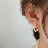 Geometric C-Shaped Beaded Earrings