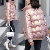 Fashion shiny solid color warm down jacket