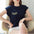 Casual Embroidered Pocket Bat Sleeve T-Shirt