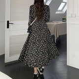 French Style V-neck High Waist Chiffon Dress