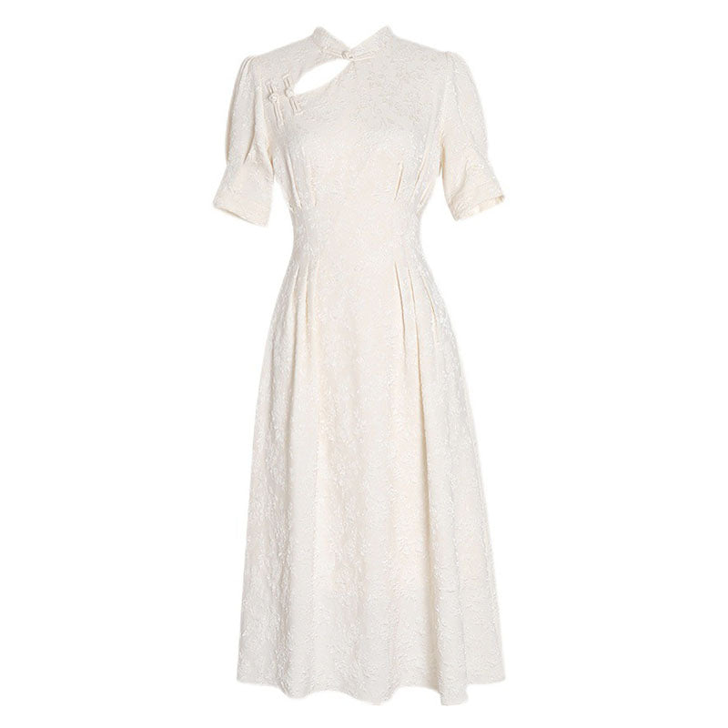 Retro White Cheongsam French Dress