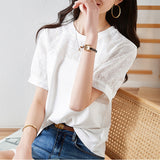 Women's solid color fashion all-match T-shirt