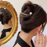 Elegant Arc Metal Pearl Hairpin