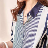 Striped Printed Long Sleeve Chiffon Shirt