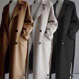 Double Breasted Mid-Length Woolen Coat