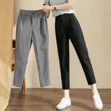 Casual High Waist Cropped Suit Pants