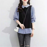 Fake two long-sleeved loose hedging all-match inner shirt