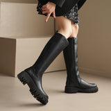 Side Zipper Platform Leather Boots